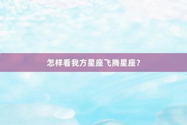 怎样看我方星座飞腾星座?